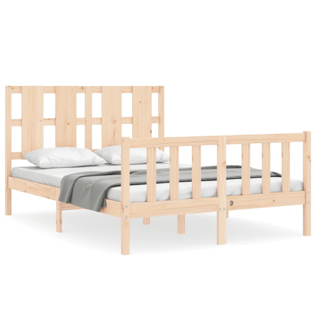 Bed Frame without Mattress Double Solid Wood Pine