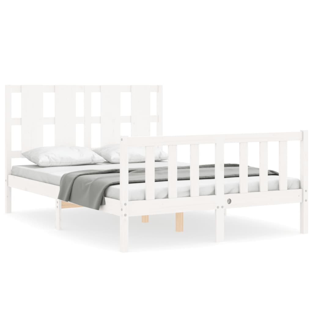 Bed Frame without Mattress White 140x190 cm Solid Wood Pine