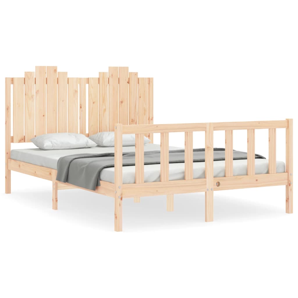 Bed Frame without Mattress Double Solid Wood Pine