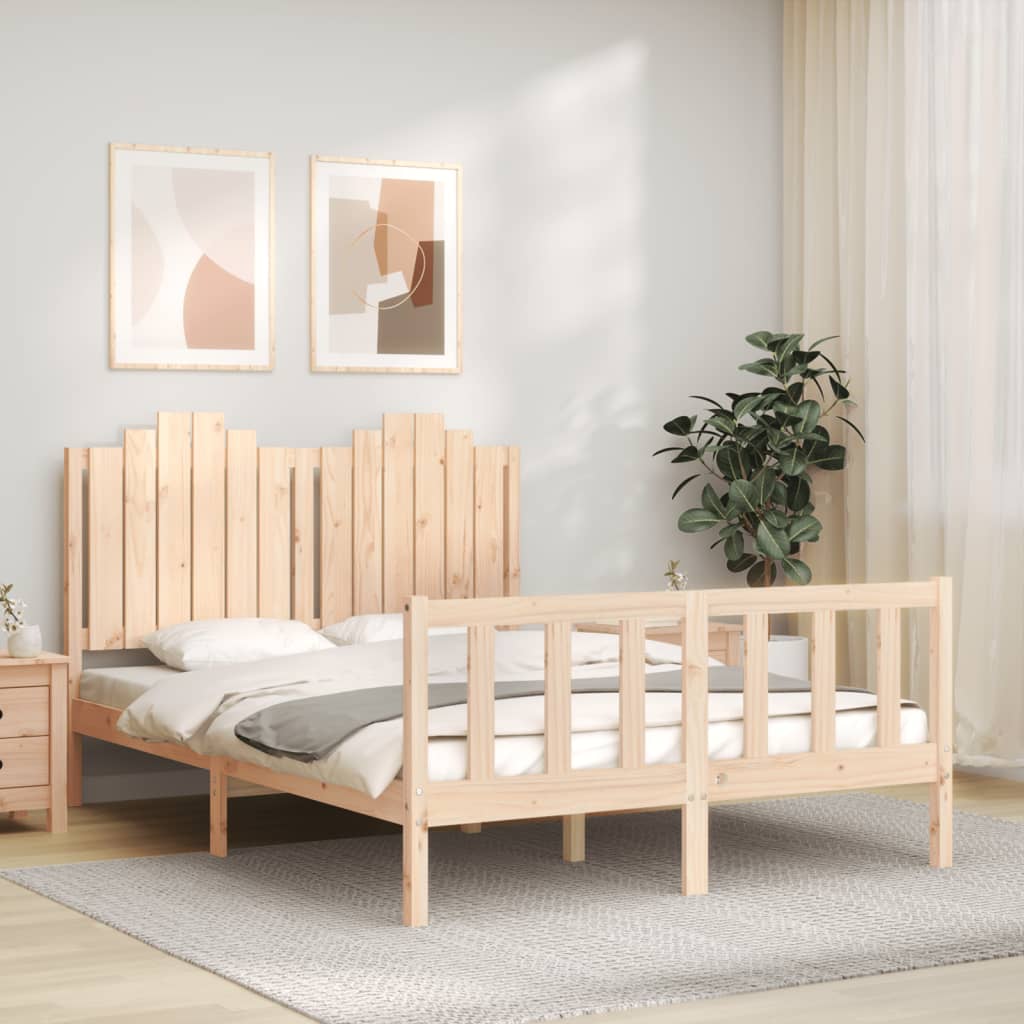 Bed Frame without Mattress Double Solid Wood Pine