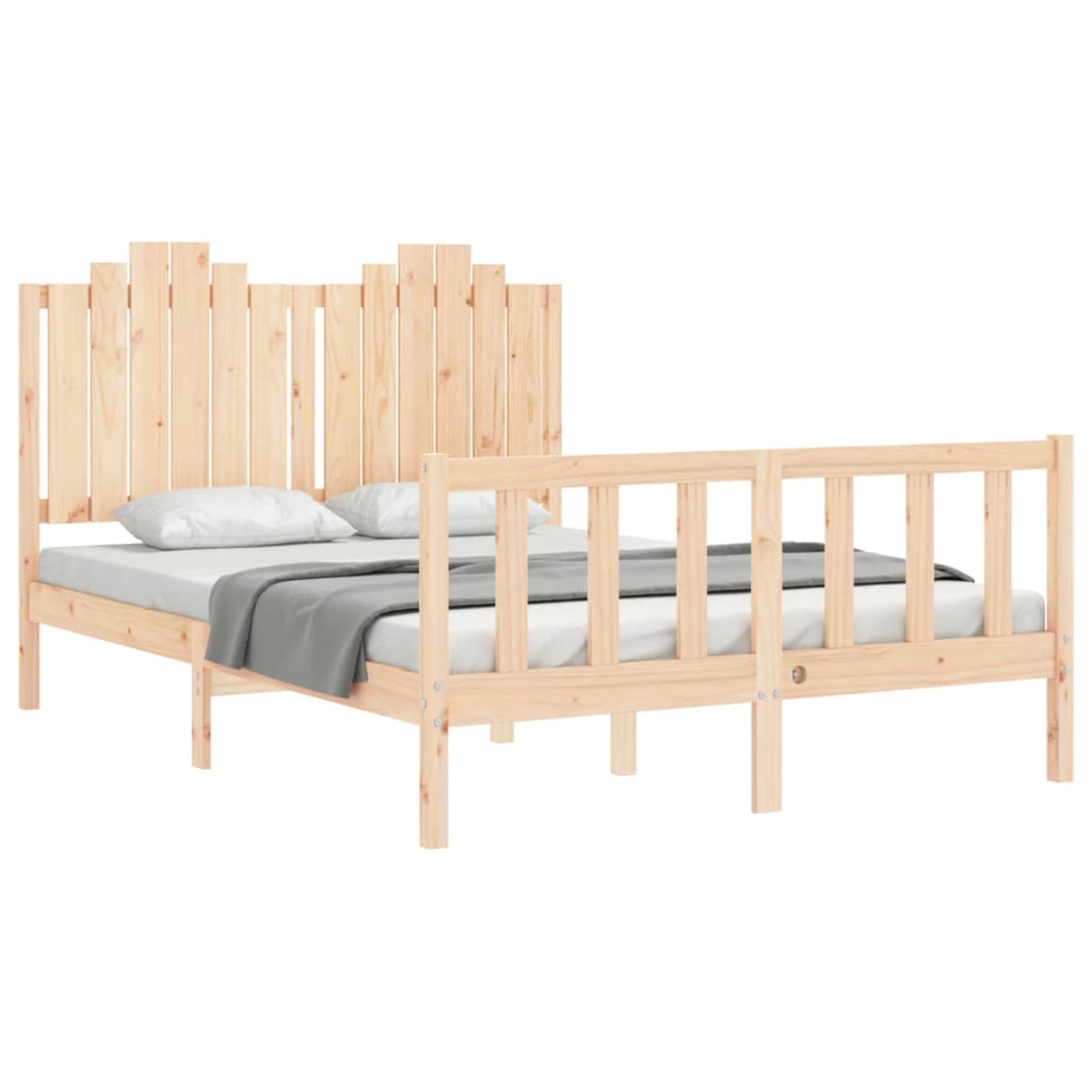 Bed Frame without Mattress Double Solid Wood Pine