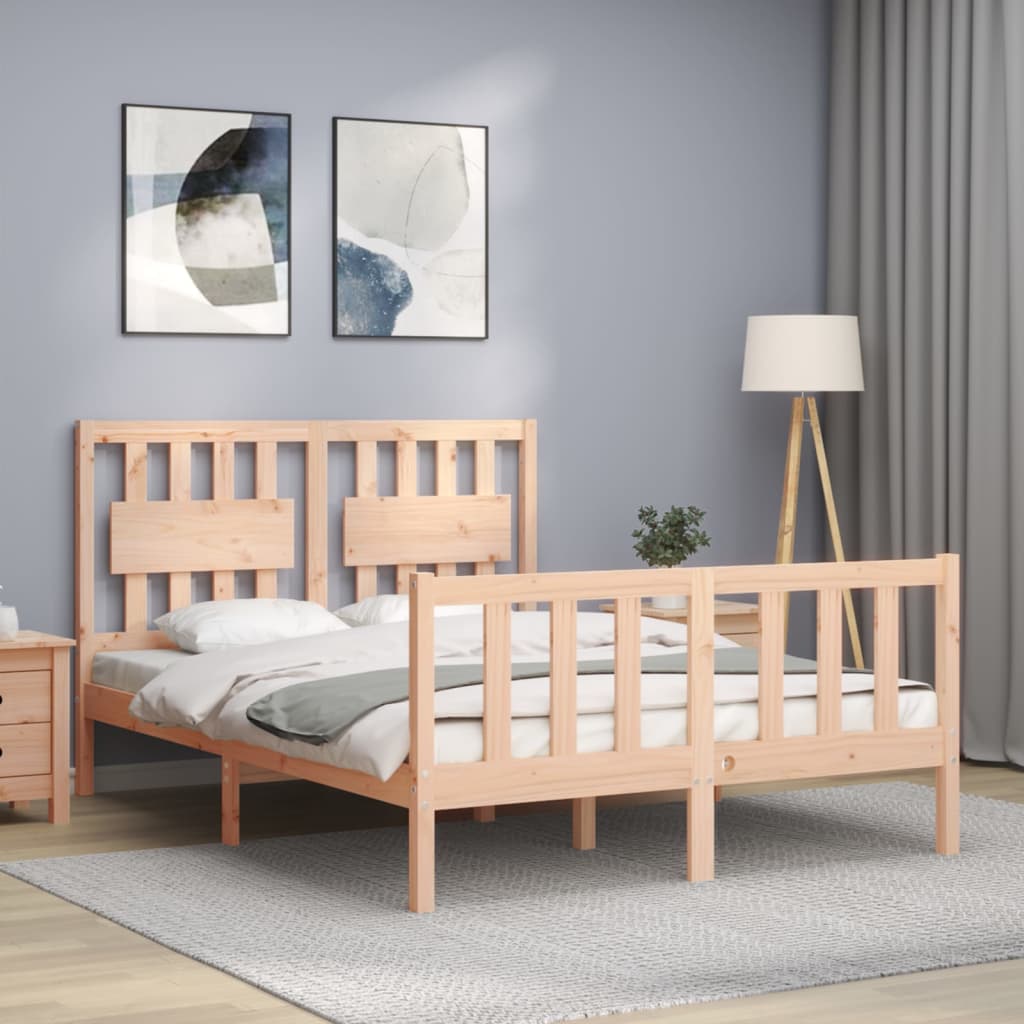 Bed Frame without Mattress Double Solid Wood Pine
