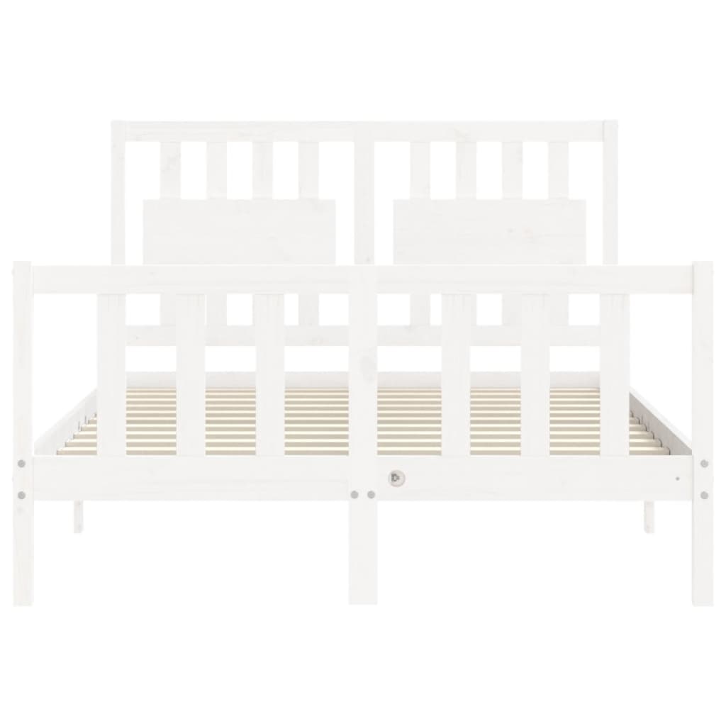 Bed Frame without Mattress White Double Solid Wood Pine