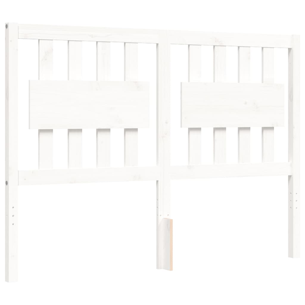 Bed Frame without Mattress White Double Solid Wood Pine