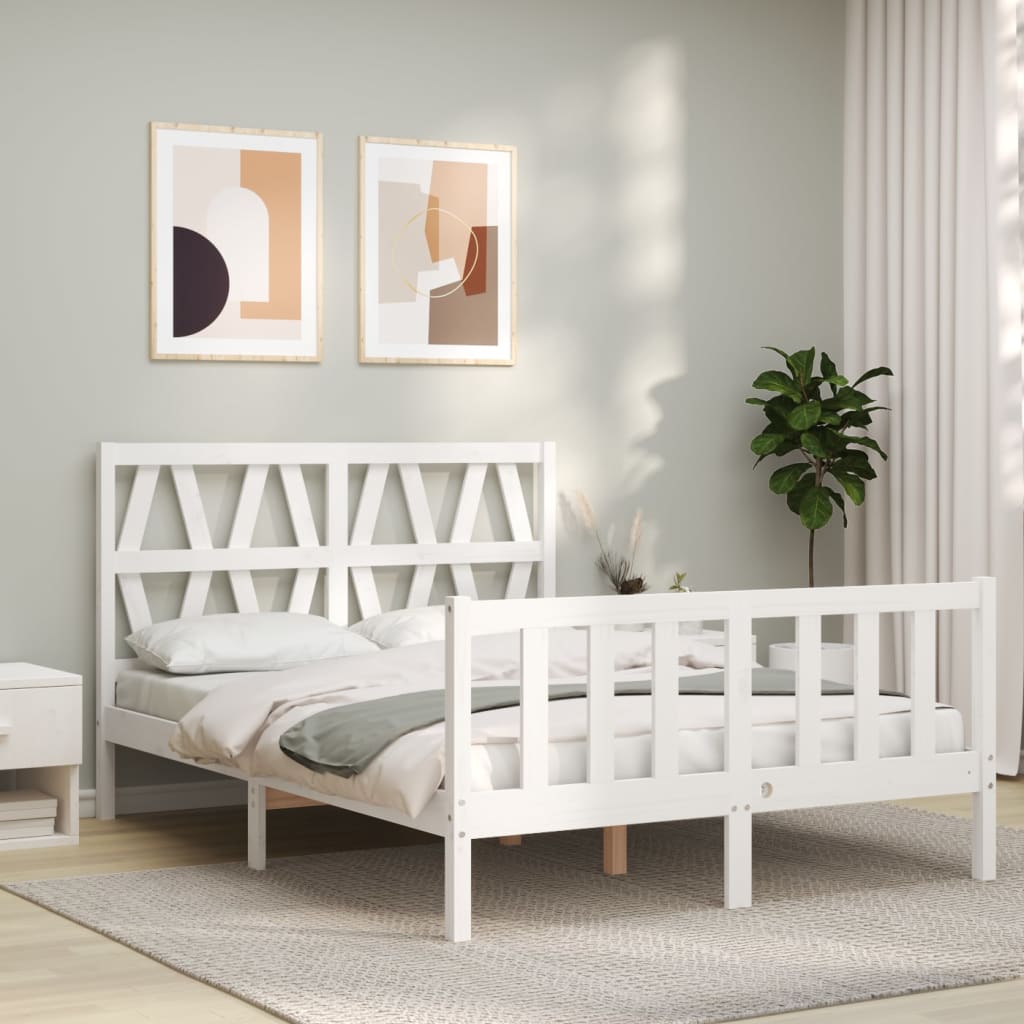Bed Frame without Mattress White 120x200 cm Solid Wood Pine