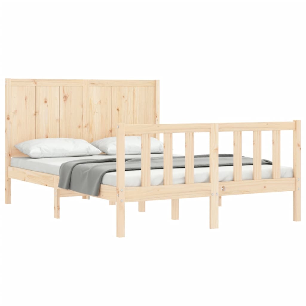 Bed Frame without Mattress Double Solid Wood Pine