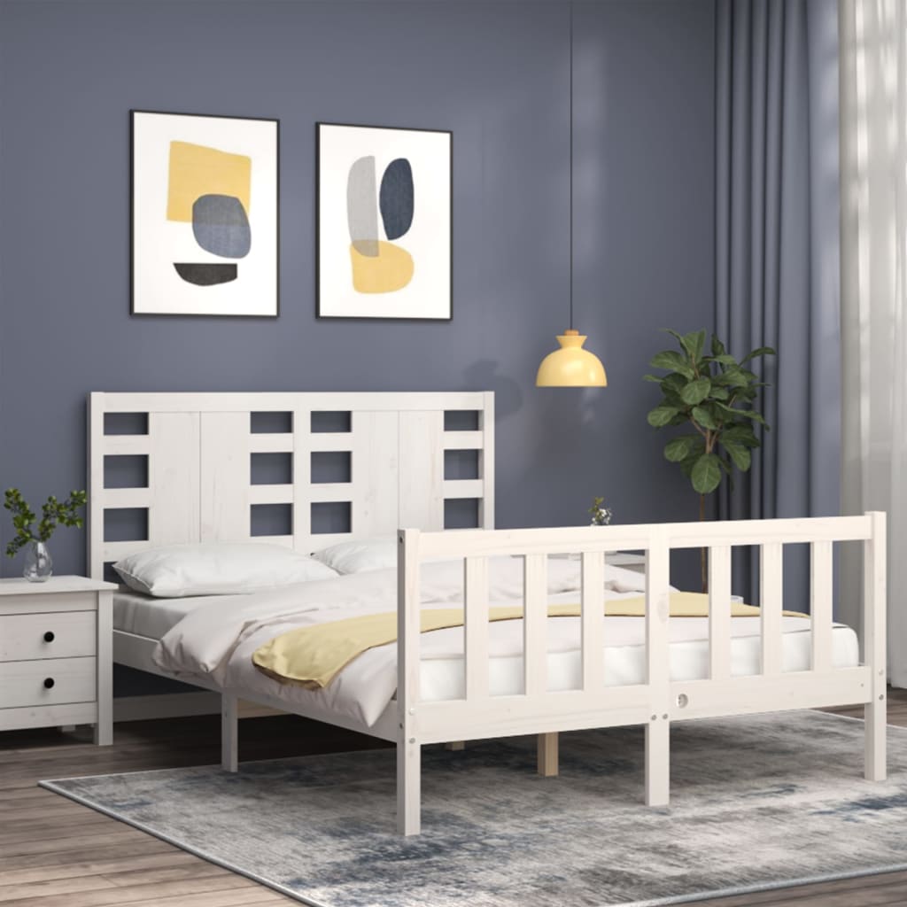 Bed Frame without Mattress White 120x200 cm Solid Wood Pine