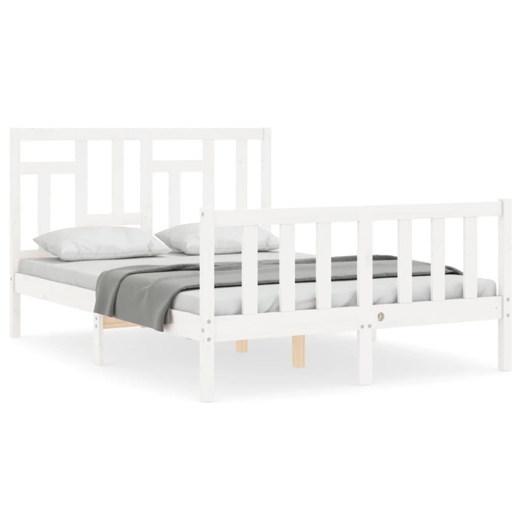 Bed Frame without Mattress White 140x190 cm Solid Wood Pine