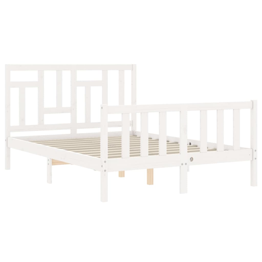 Bed Frame without Mattress White 140x190 cm Solid Wood Pine