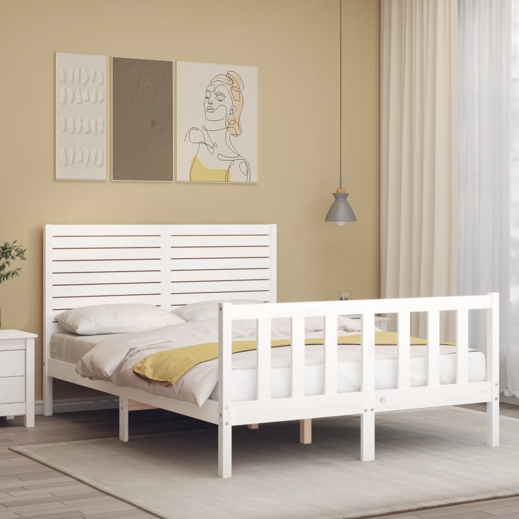 Bed Frame without Mattress White 120x200 cm Solid Wood Pine