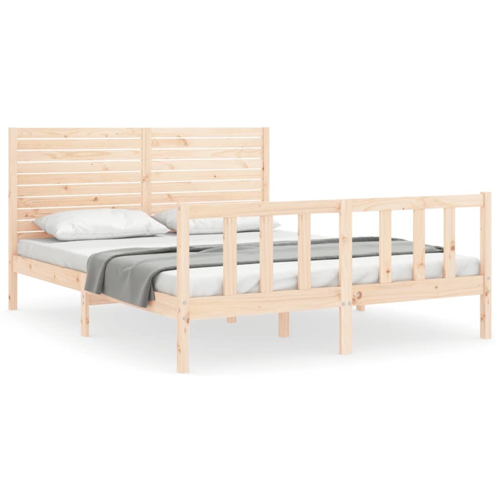 Bed Frame without Mattress King Size Solid Wood Pine