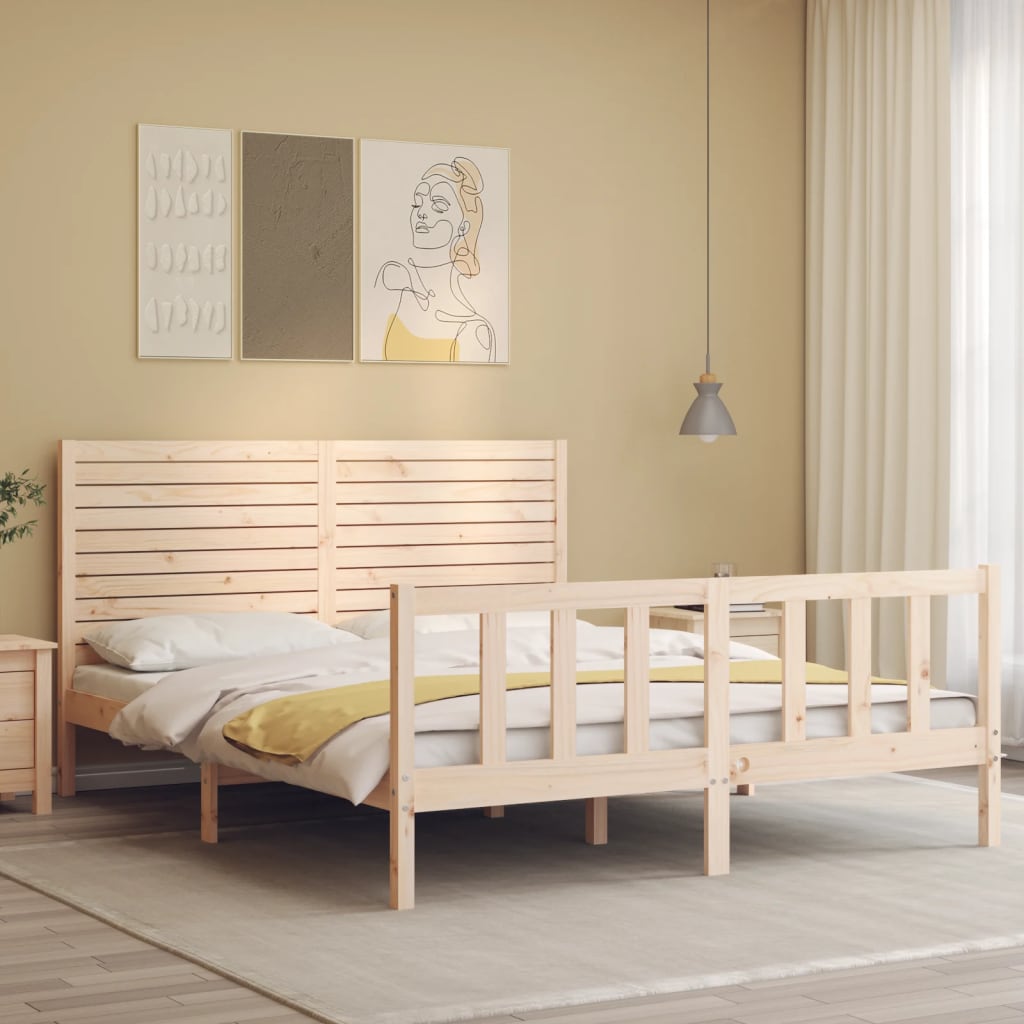 Bed Frame without Mattress King Size Solid Wood Pine