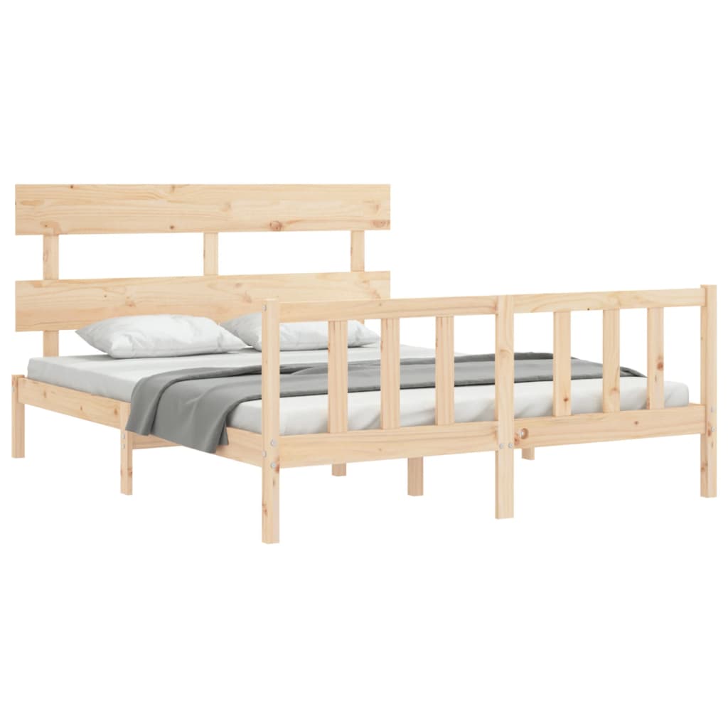 Bed Frame without Mattress King Size Solid Wood Pine