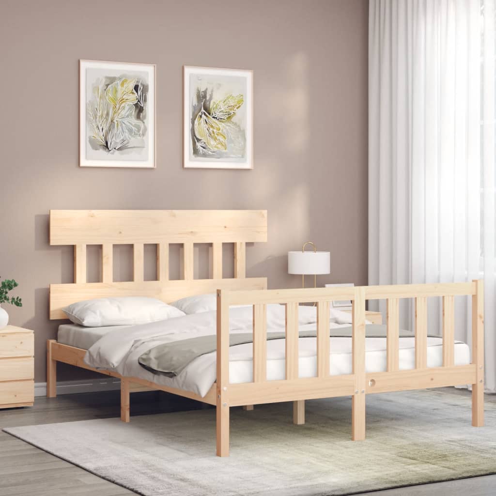 Bed Frame without Mattress Double Solid Wood Pine