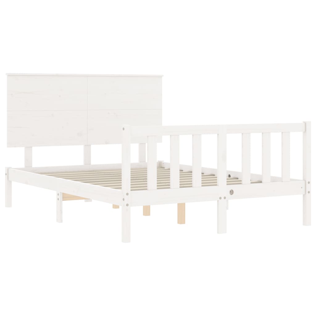 Bed Frame without Mattress White 140x190 cm Solid Wood Pine