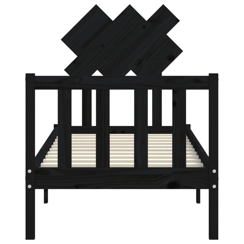Bed Frame without Mattress Black Small Single Solid Wood Pine