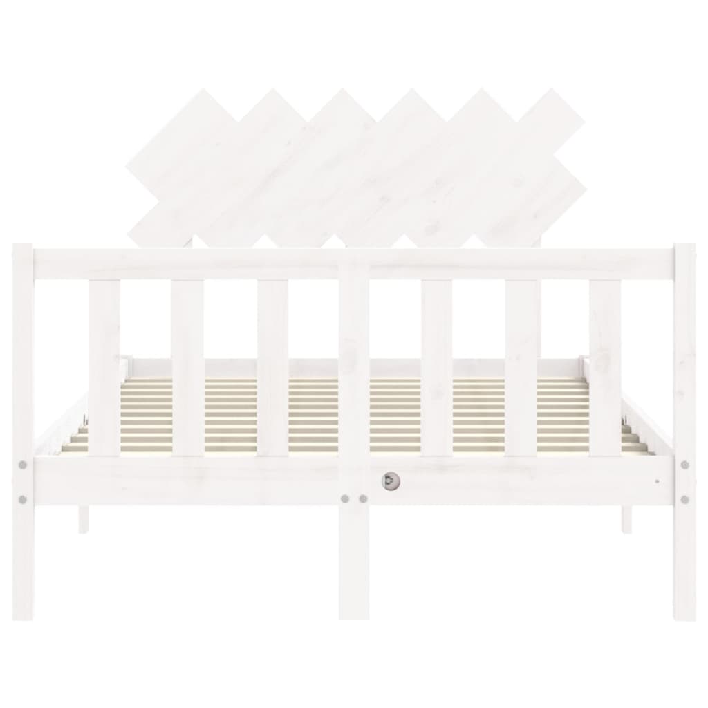 Bed Frame without Mattress White Double Solid Wood Pine