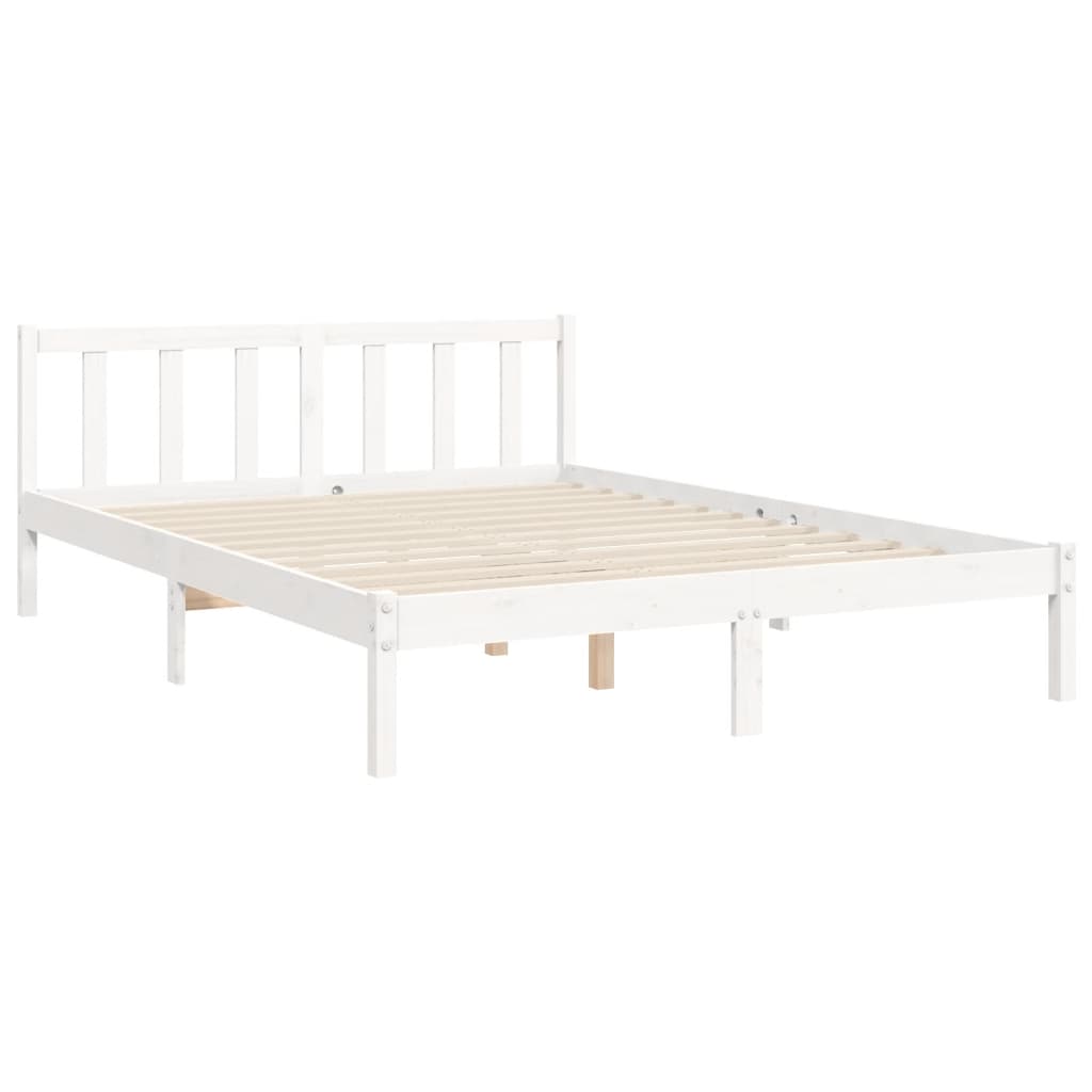 Bed Frame without Mattress White 140x190 cm Solid Wood Pine