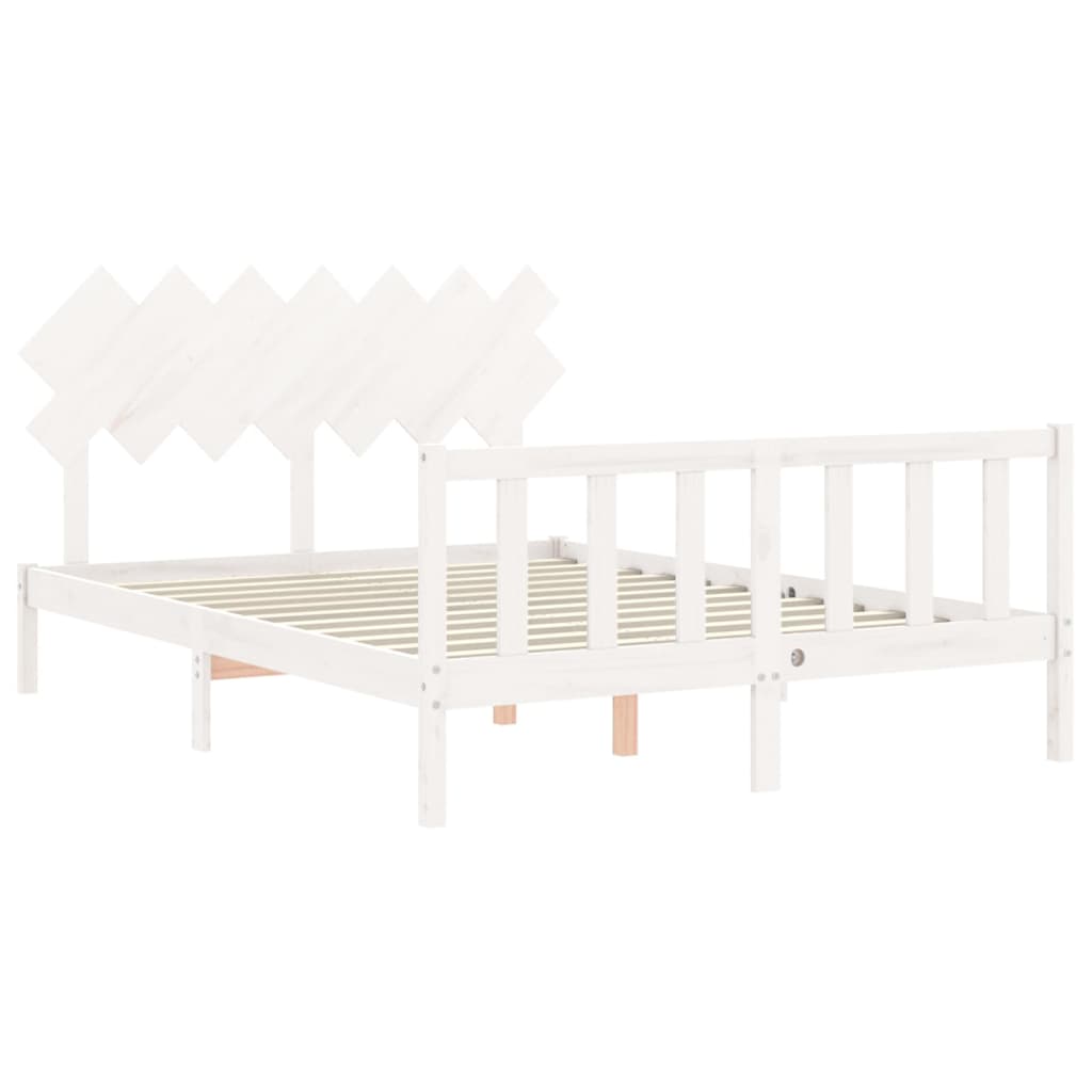 Bed Frame without Mattress White 140x200 cm Solid Wood Pine