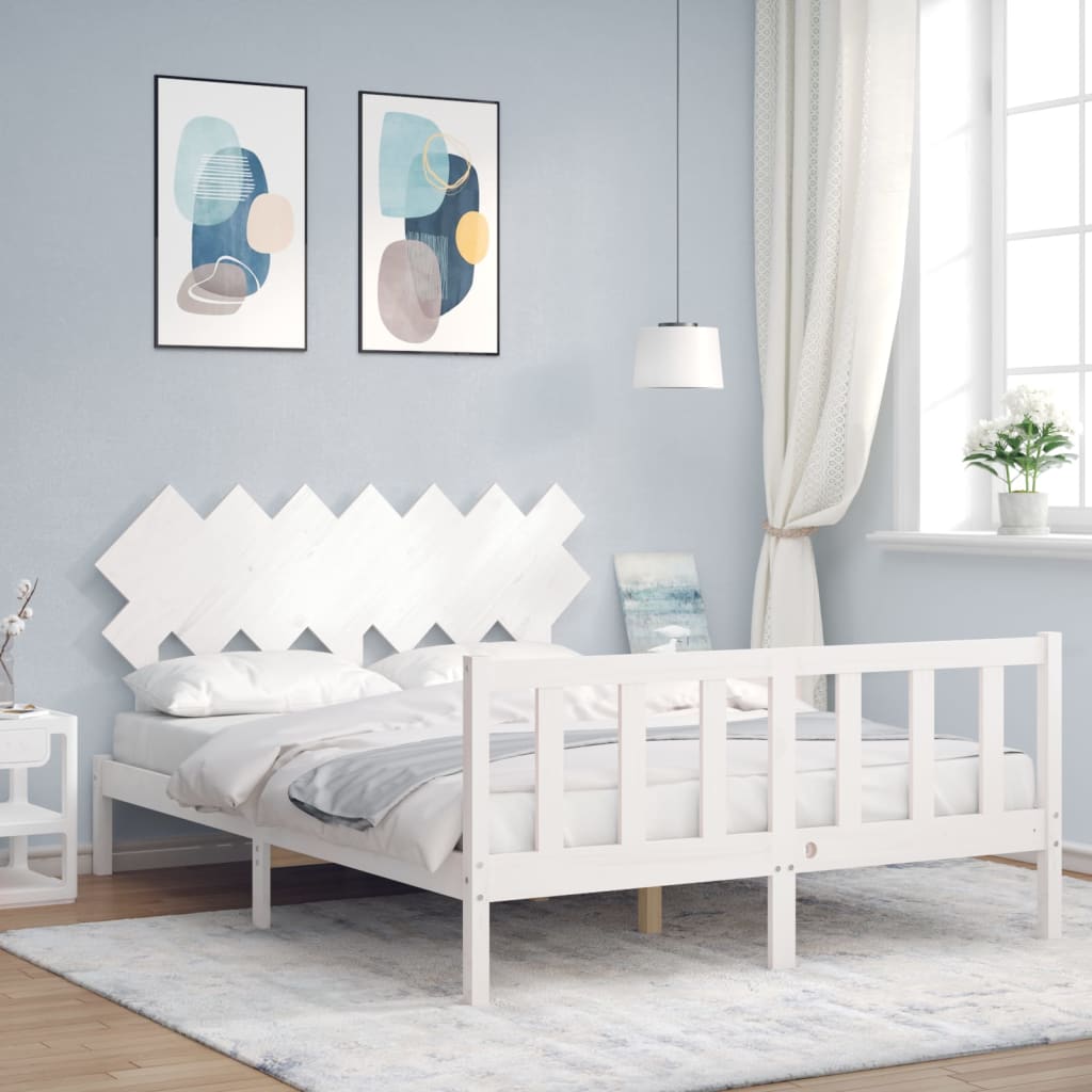 Bed Frame without Mattress White 140x200 cm Solid Wood Pine