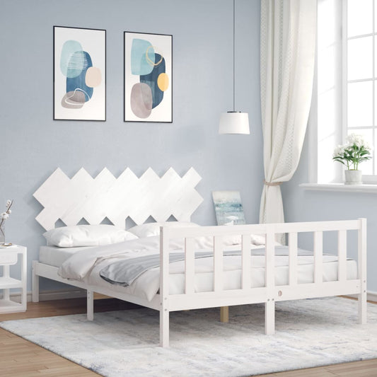 Bed Frame without Mattress White 140x200 cm Solid Wood Pine