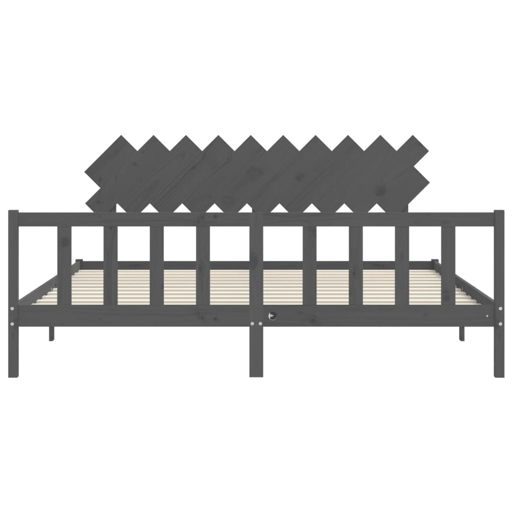 Bed Frame without Mattress Grey 200x200 cm Solid Wood Pine