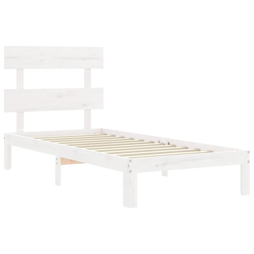 Bed Frame without Mattress White Single Solid Wood Pine