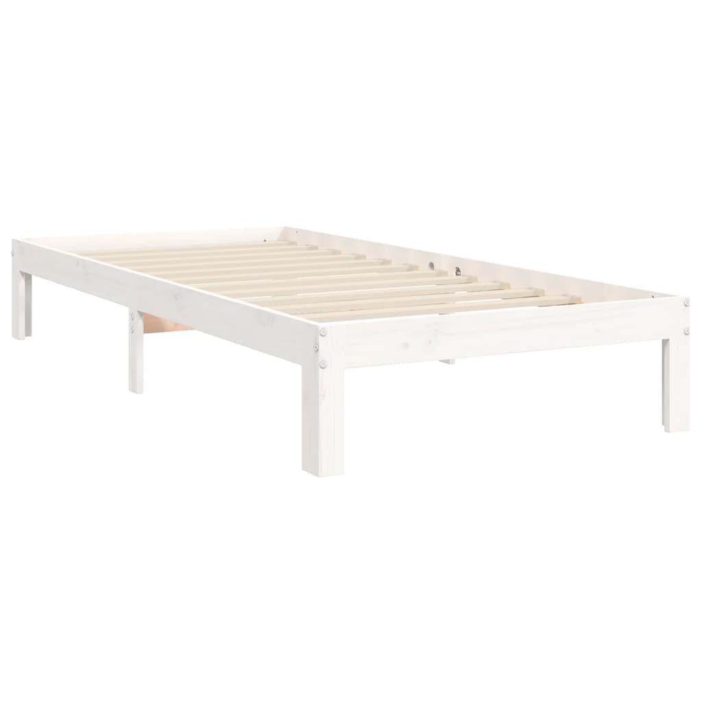 Bed Frame without Mattress White 100x200 cm Solid Wood Pine