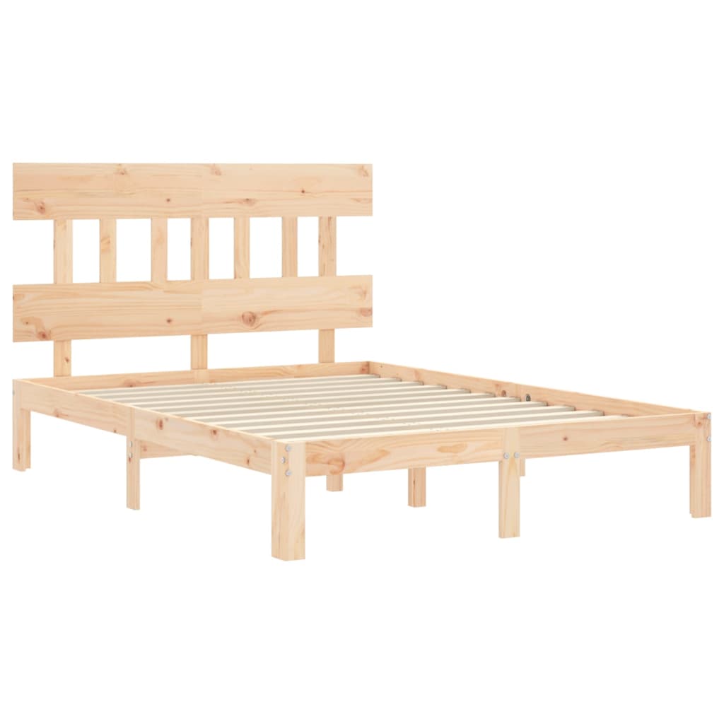 Bed Frame without Mattress Double Solid Wood Pine