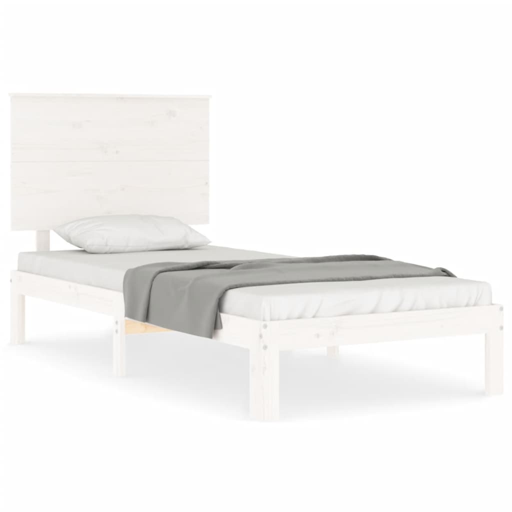 Bed Frame without Mattress White 100x200 cm Solid Wood Pine