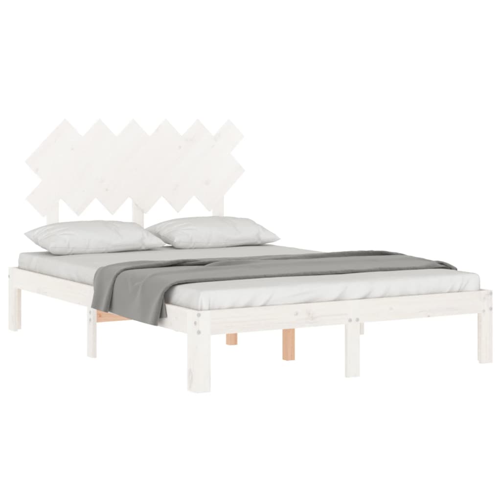 Bed Frame without Mattress White Small Double Solid Wood Pine