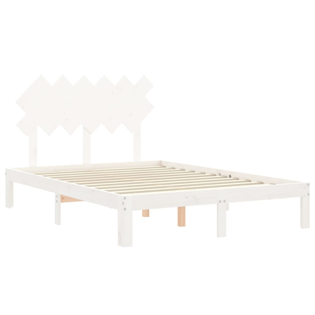 Bed Frame without Mattress White Small Double Solid Wood Pine