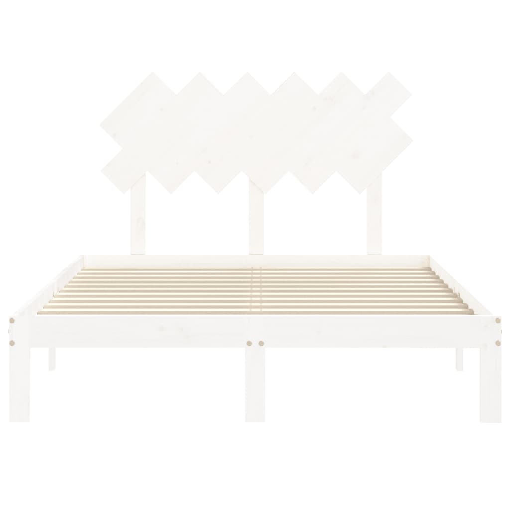 Bed Frame without Mattress White Small Double Solid Wood Pine