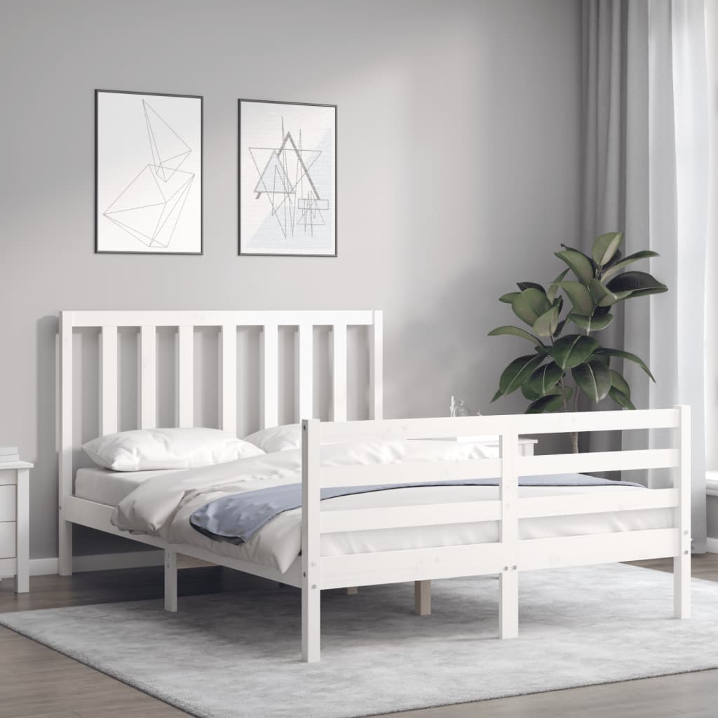 Bed Frame without Mattress White 140x200 cm Solid Wood Pine