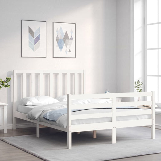 Bed Frame without Mattress White 140x200 cm Solid Wood Pine