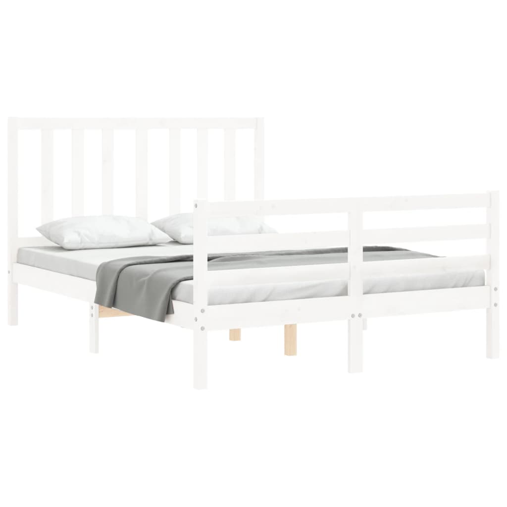 Bed Frame without Mattress White 140x200 cm Solid Wood Pine