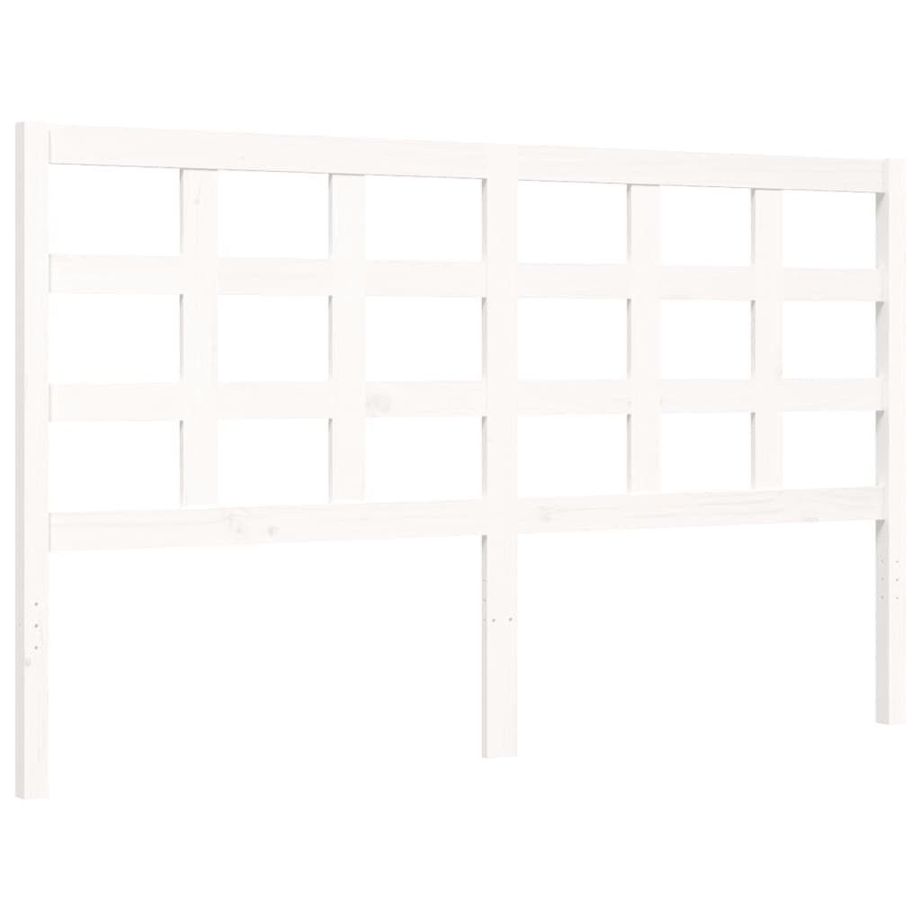 Bed Frame without Mattress White King Size Solid Wood