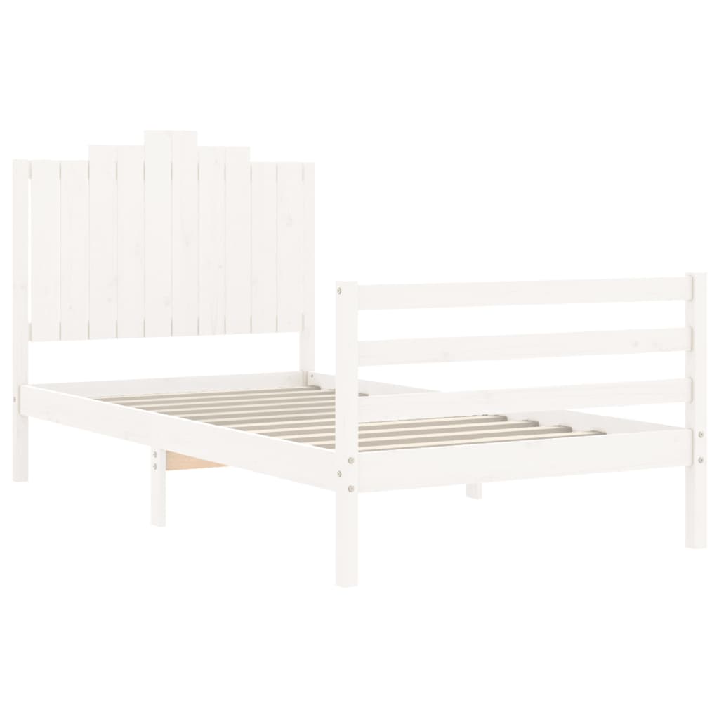 Bed Frame without Mattress White 100x200 cm Solid Wood