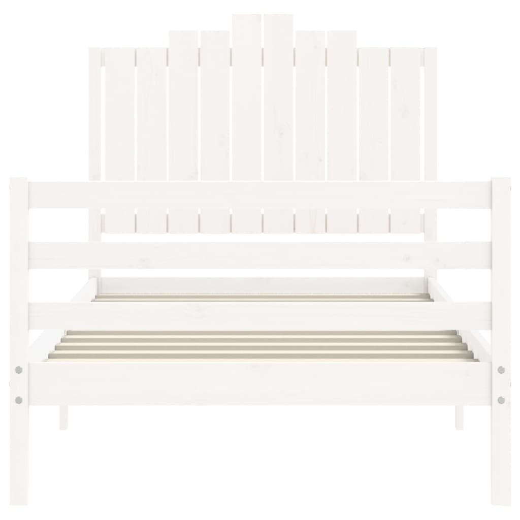 Bed Frame without Mattress White 100x200 cm Solid Wood