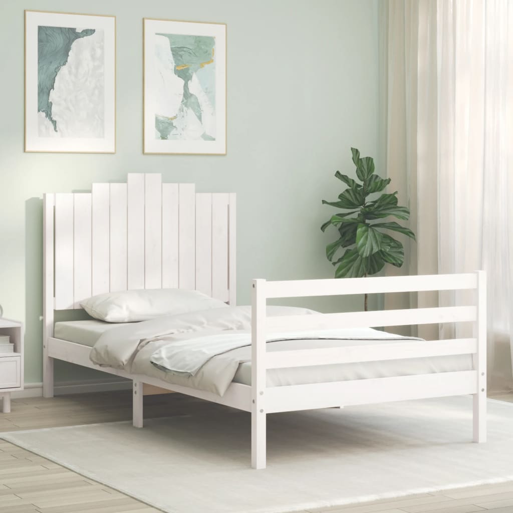 Bed Frame without Mattress White 100x200 cm Solid Wood