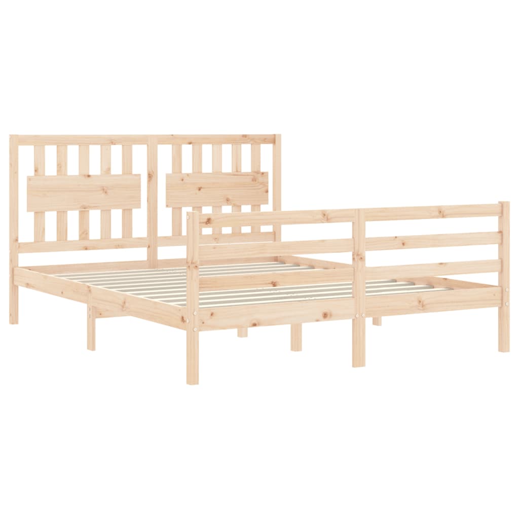 Bed Frame without Mattress King Size Solid Wood