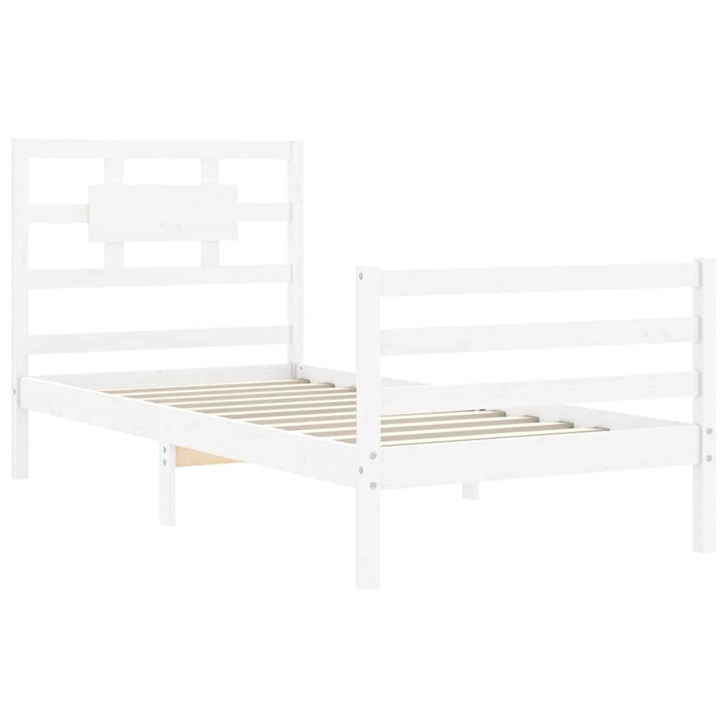 Bed Frame without Mattress White Single Solid Wood