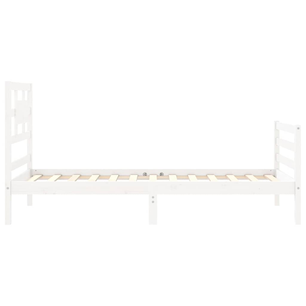 Bed Frame without Mattress White Single Solid Wood