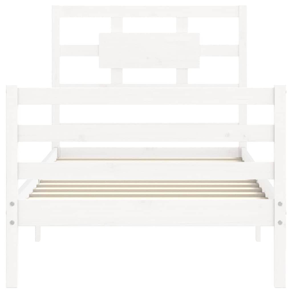Bed Frame without Mattress White Single Solid Wood