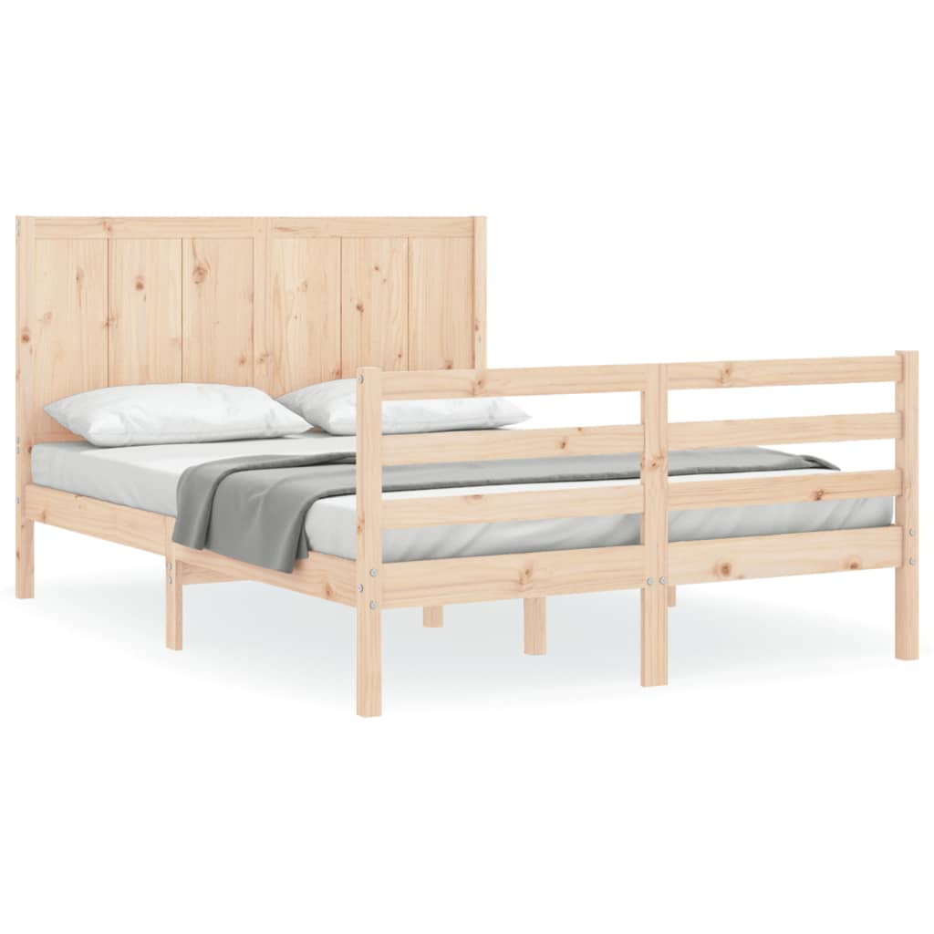 Bed Frame without Mattress Double Solid Wood