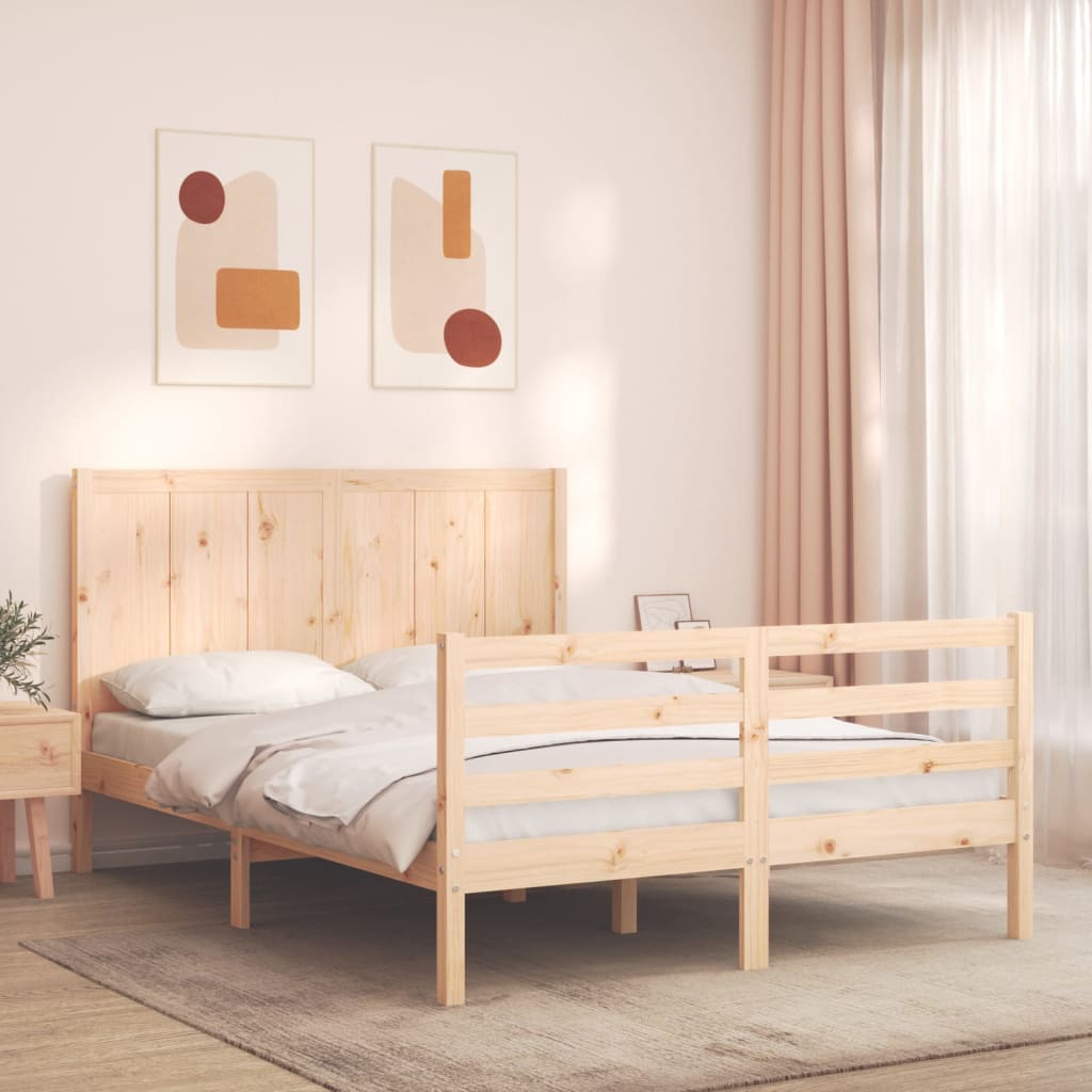 Bed Frame without Mattress Double Solid Wood