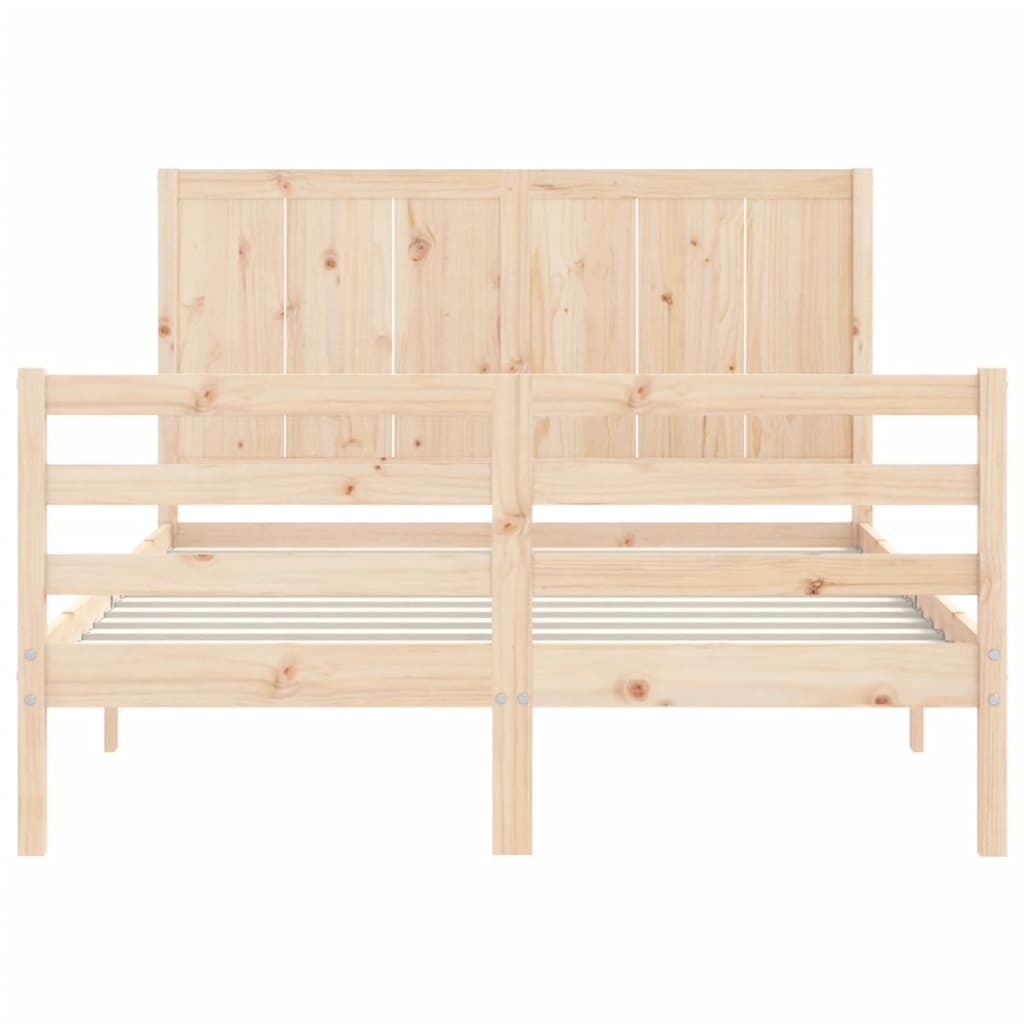 Bed Frame without Mattress Double Solid Wood