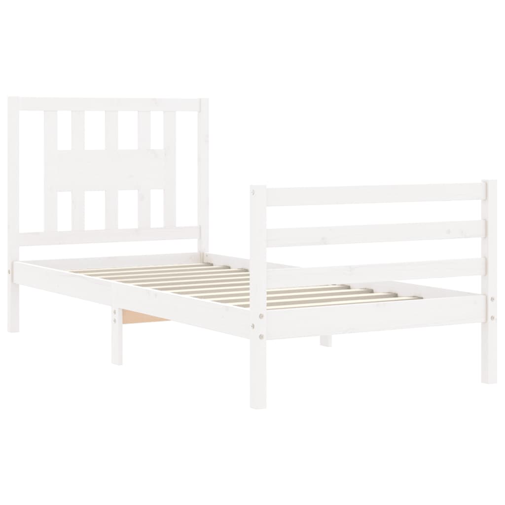 Bed Frame without Mattress White Single Solid Wood