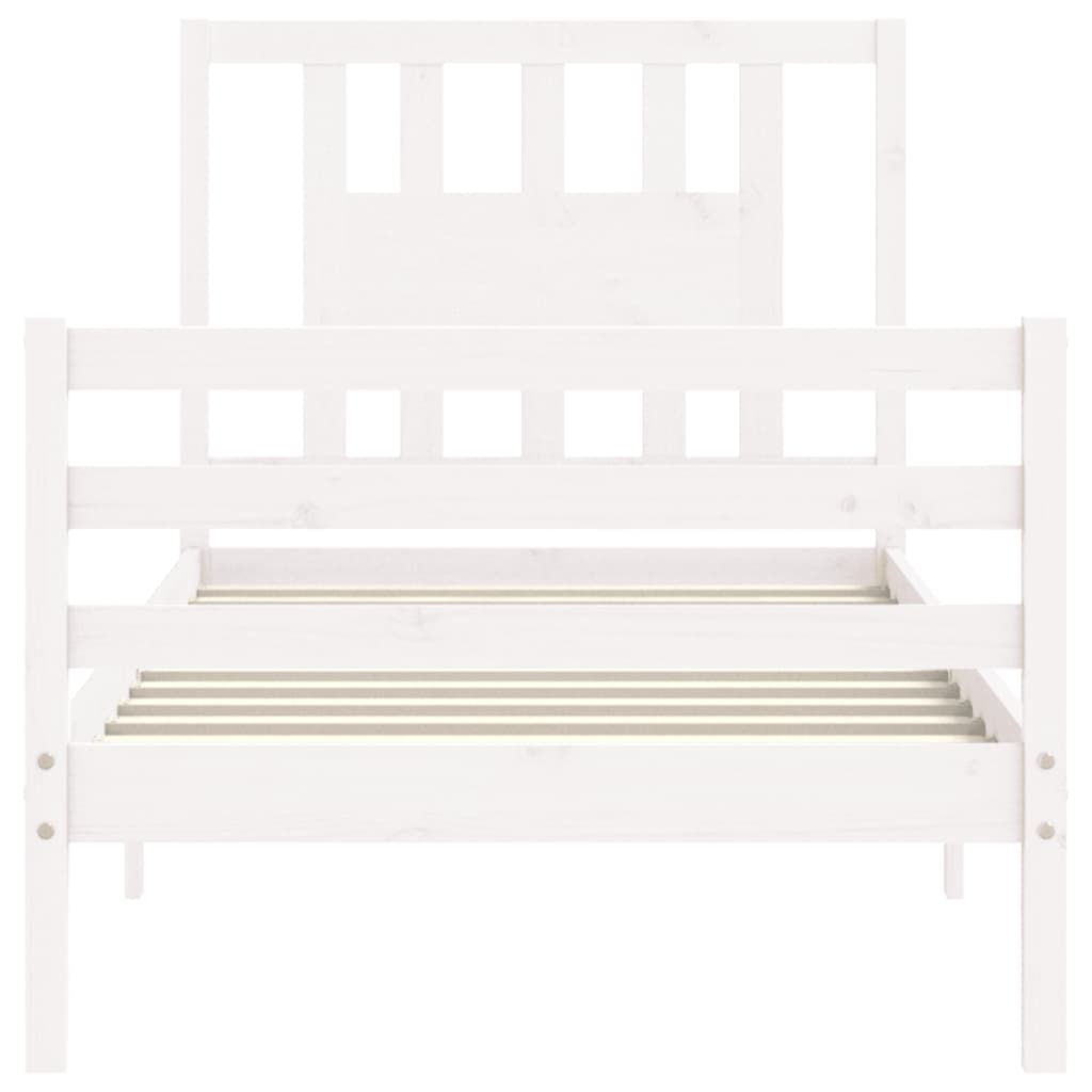 Bed Frame without Mattress White Single Solid Wood