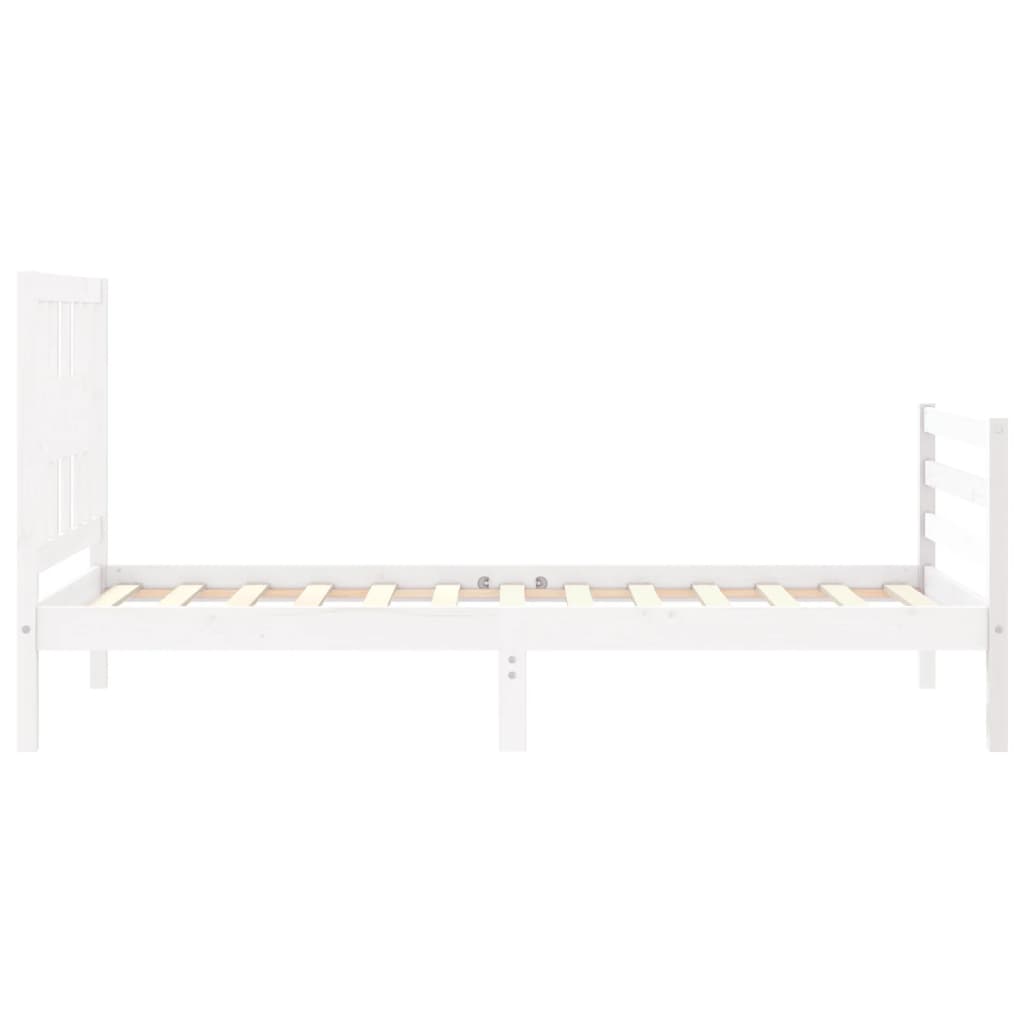 Bed Frame without Mattress White Single Solid Wood